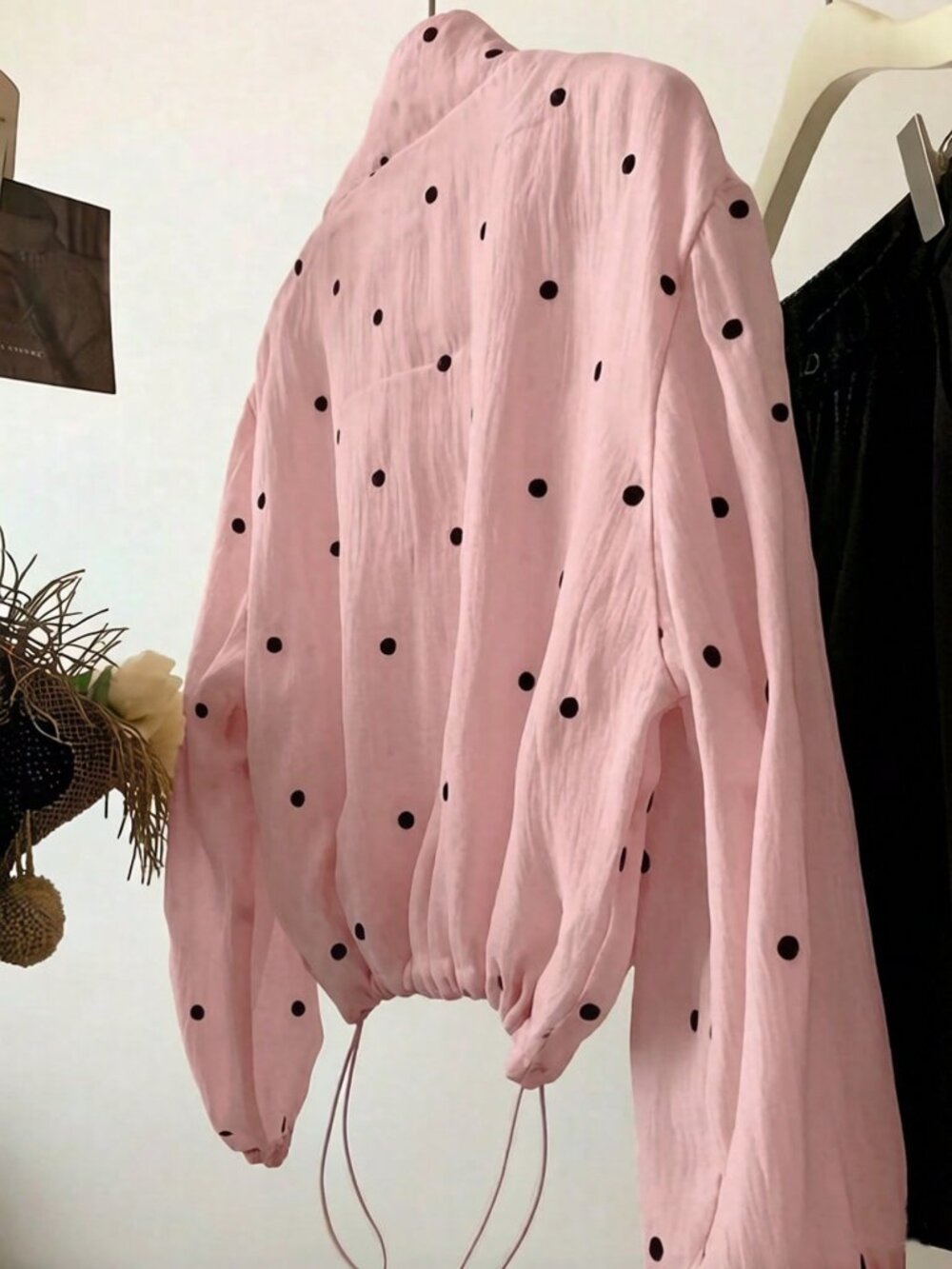 Pink Casual Women's Polka Dot Print Zip-Up Lightweight Jacket - Picture 2 of 6